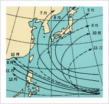 台風の月別の主な経路から外れている